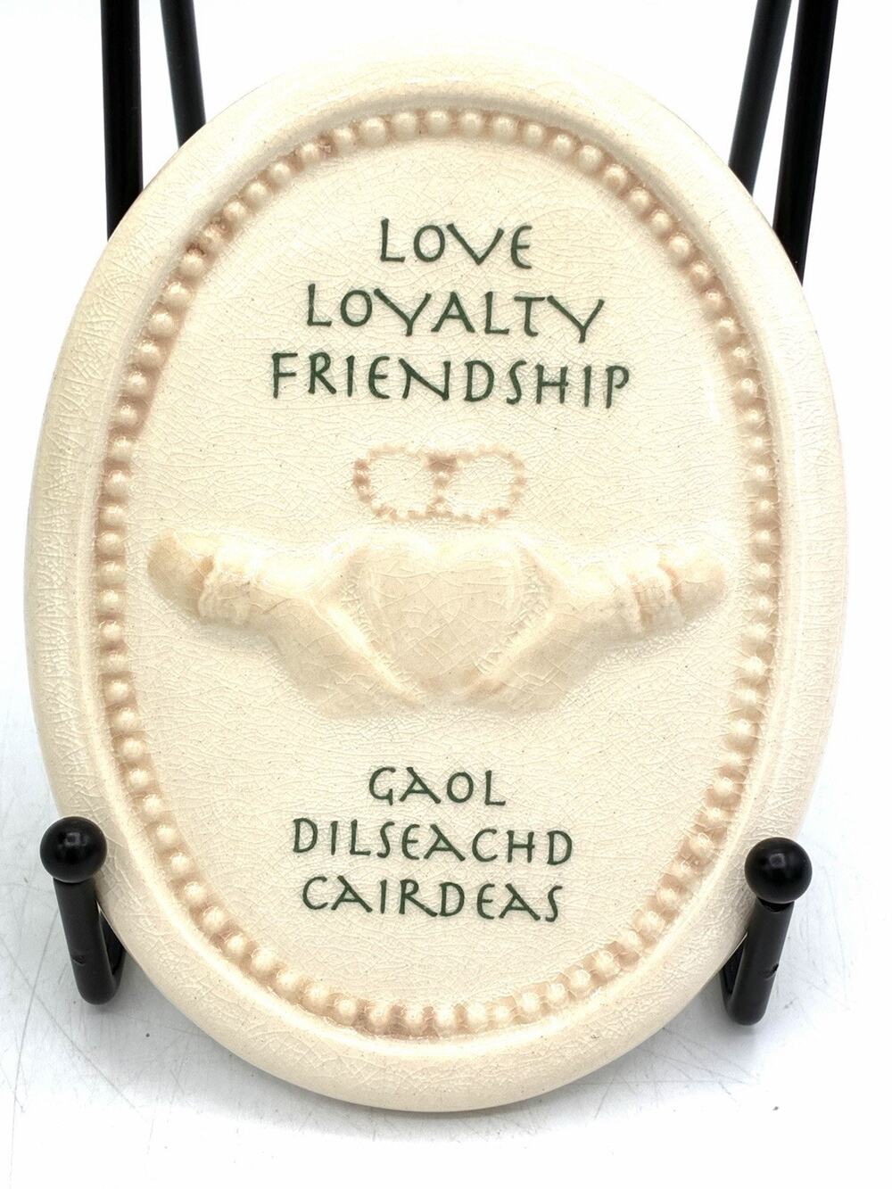 Vintage Claddagh Irish Ceramic Wall Plaque Love Loyalty Friendship Gaelic Celtic